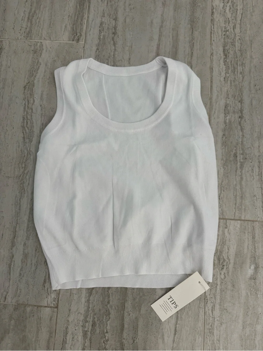 White Sleeveless Knit Tank Top